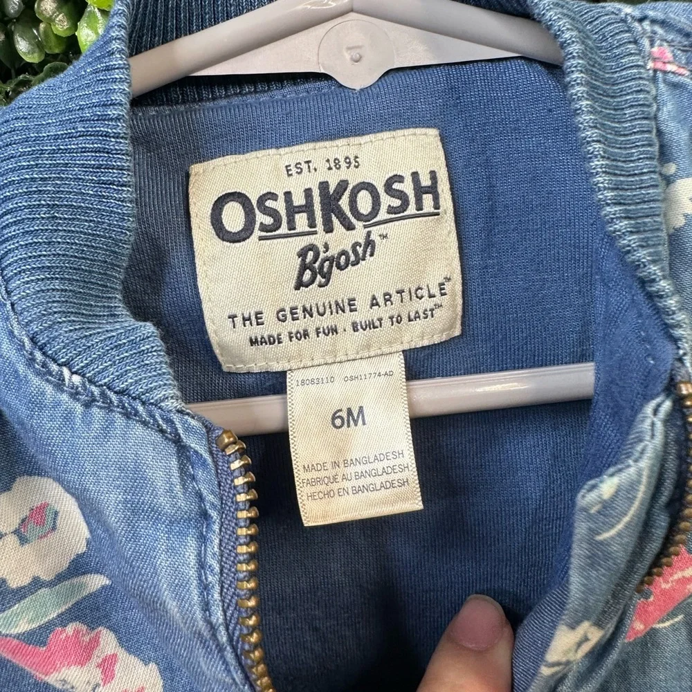 OshKosh B'gosh Blue Jean Jacket with‎ Floral Design